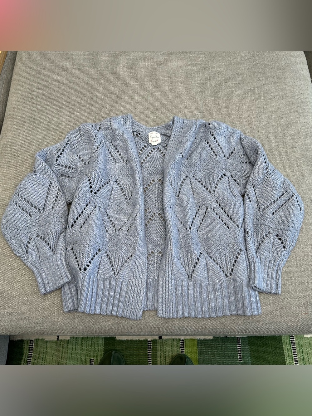 Hippie Rose Light Blue Open-Front Knit Cardigan